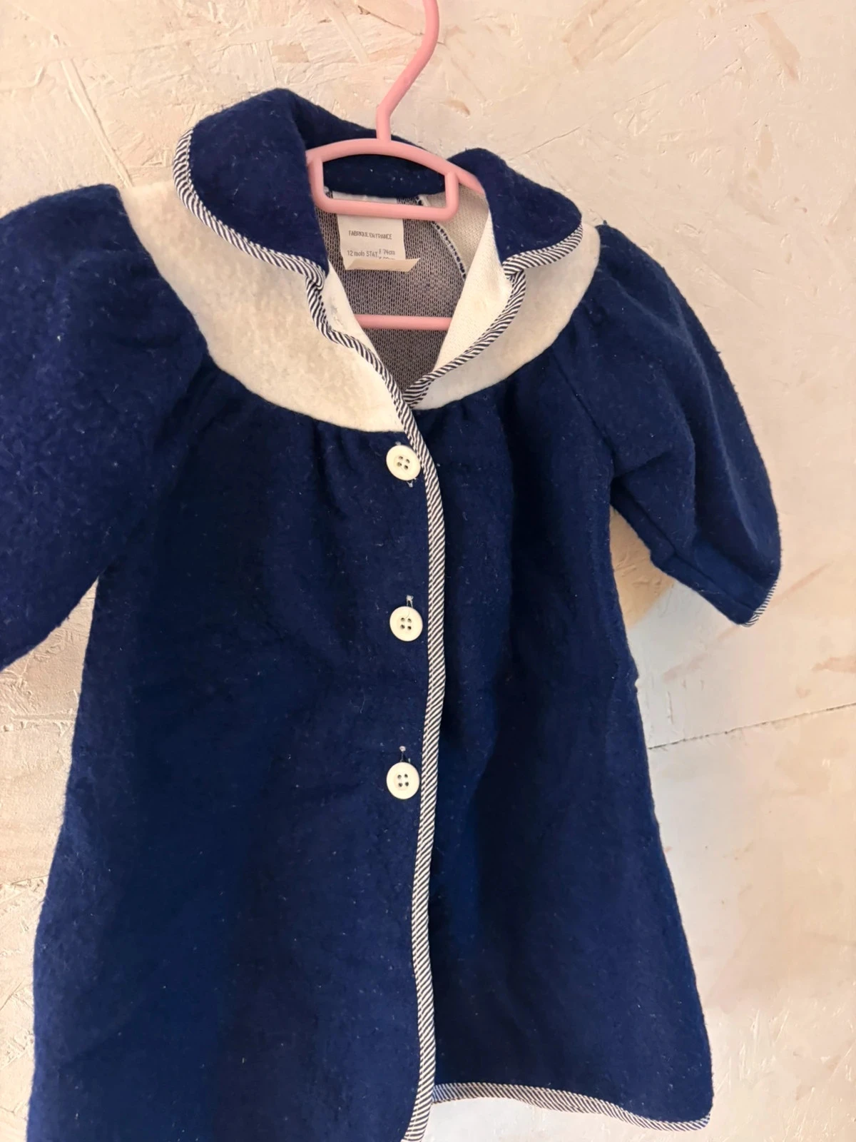 Navy blue & white vintage warm coat / Jacket – 12 months (74 cm) – photo 5